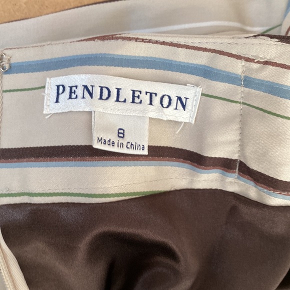 Pendleton Skirt. Tan with Vertical Stripes. Size 8. - Picture 6 of 11